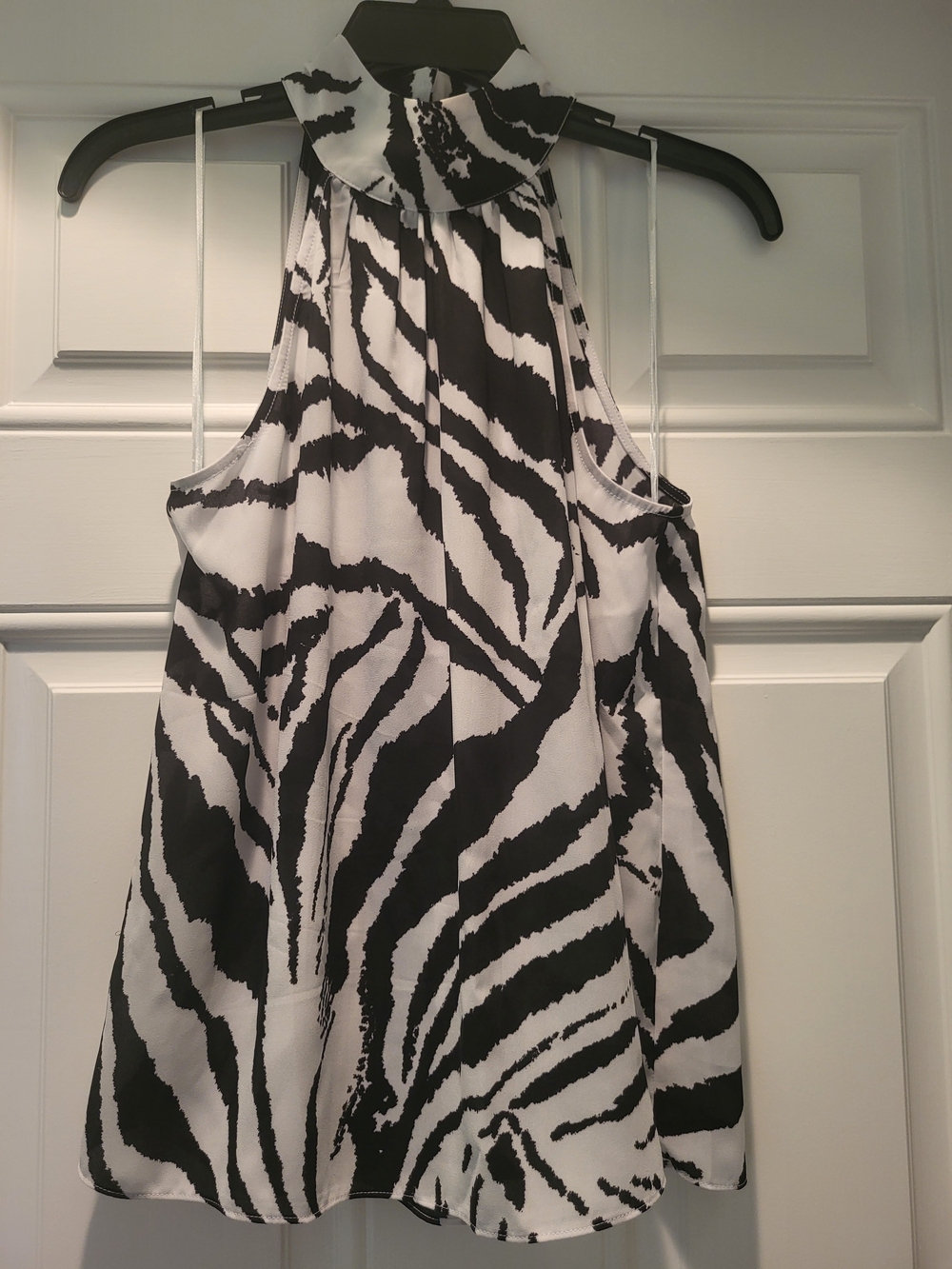 INC International Concepts Black and White Zebra Halter Top.
